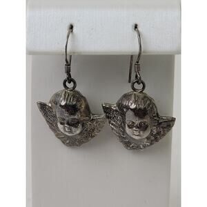 Vintage Sterling Silver Cherub Earrings | 5.26 grams